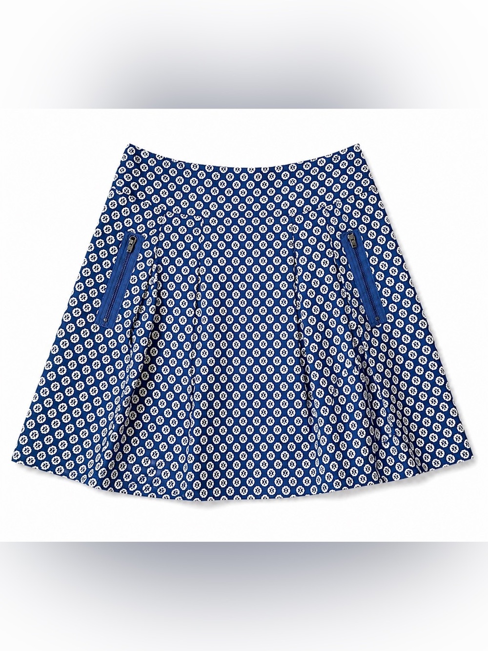 Anthro Maeve Blue White Teacher Skirt Size 10 Modest A-Line Pockets